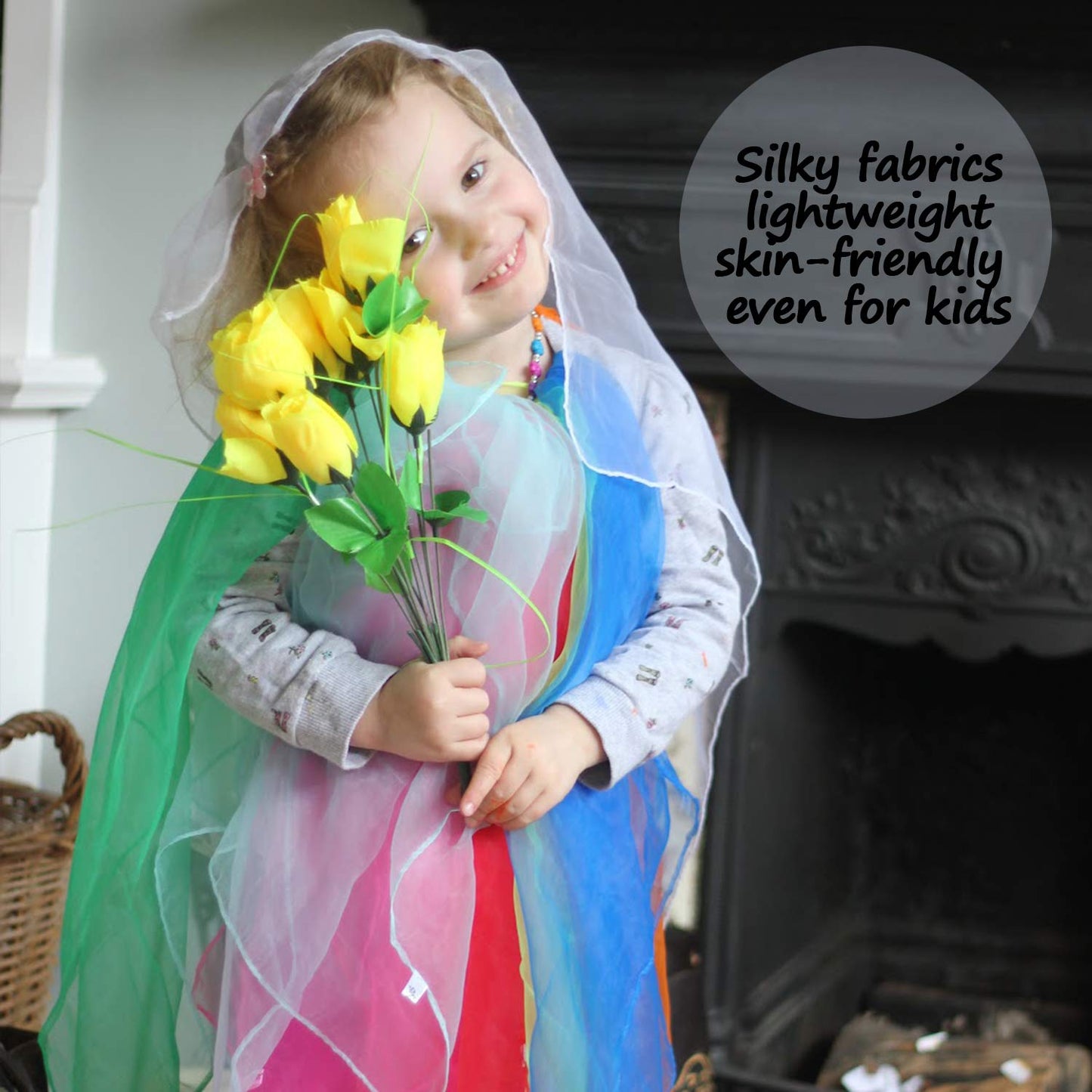 Novelty Place 12Pcs Dance Juggling Scarves, Silk Square Play Scarves For Toddlers And Kids - Performance Props Musical Instrument Accessories - 6 Colors