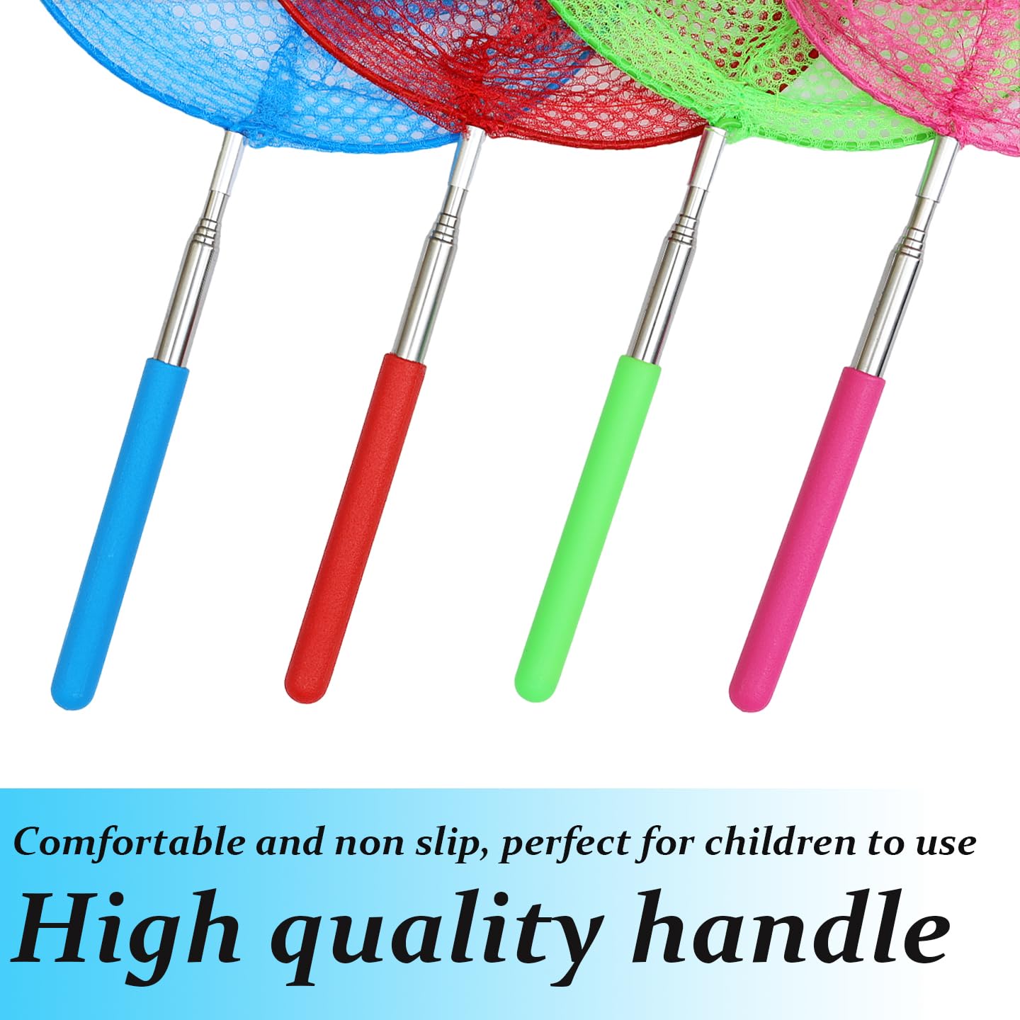 4 Pack Insect Catching Nets, Telescopic Stainless Steel Pole, Fishing Nets,Butterfly Nets, Nature Exploration Toys For Kids Outd