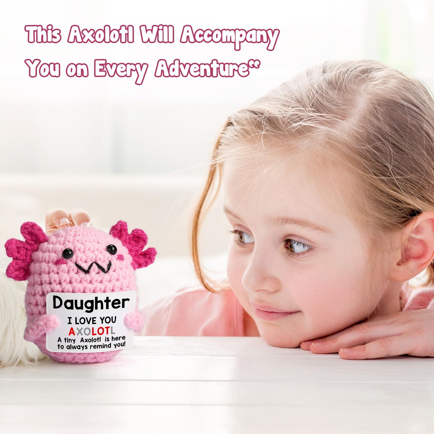 Weyon Daughter Gifts From Mom Dad, Mini Crochet Axolotl For Year Old Little Girl Kid From Mother Father, Best For Birthday, Chri