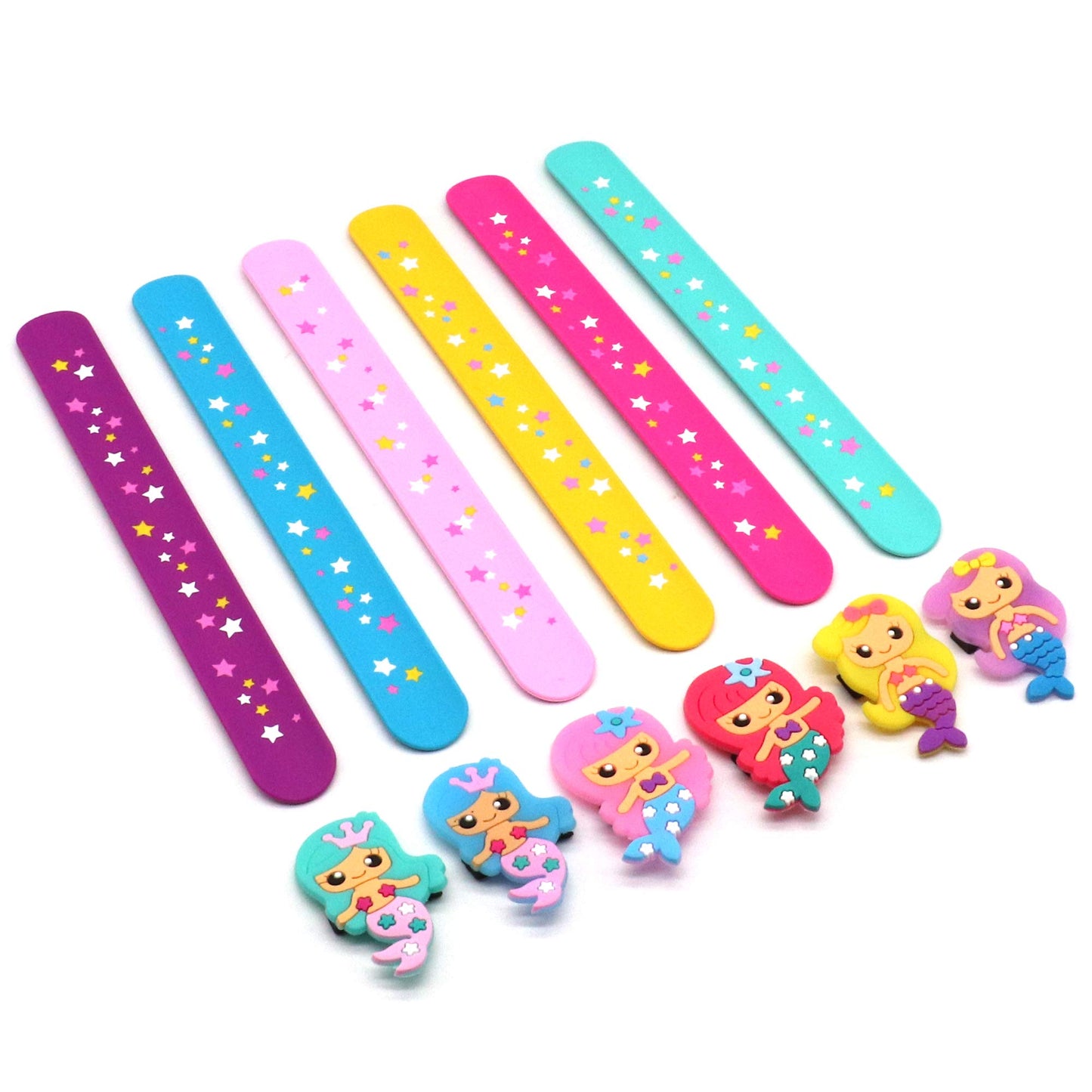 LOCHSOEL Silicone Mermaid Slap Bracelets - Cute Mermaid Theme Birthday Party Favors , Girls Party Favors Gifts Carnival Prizes S