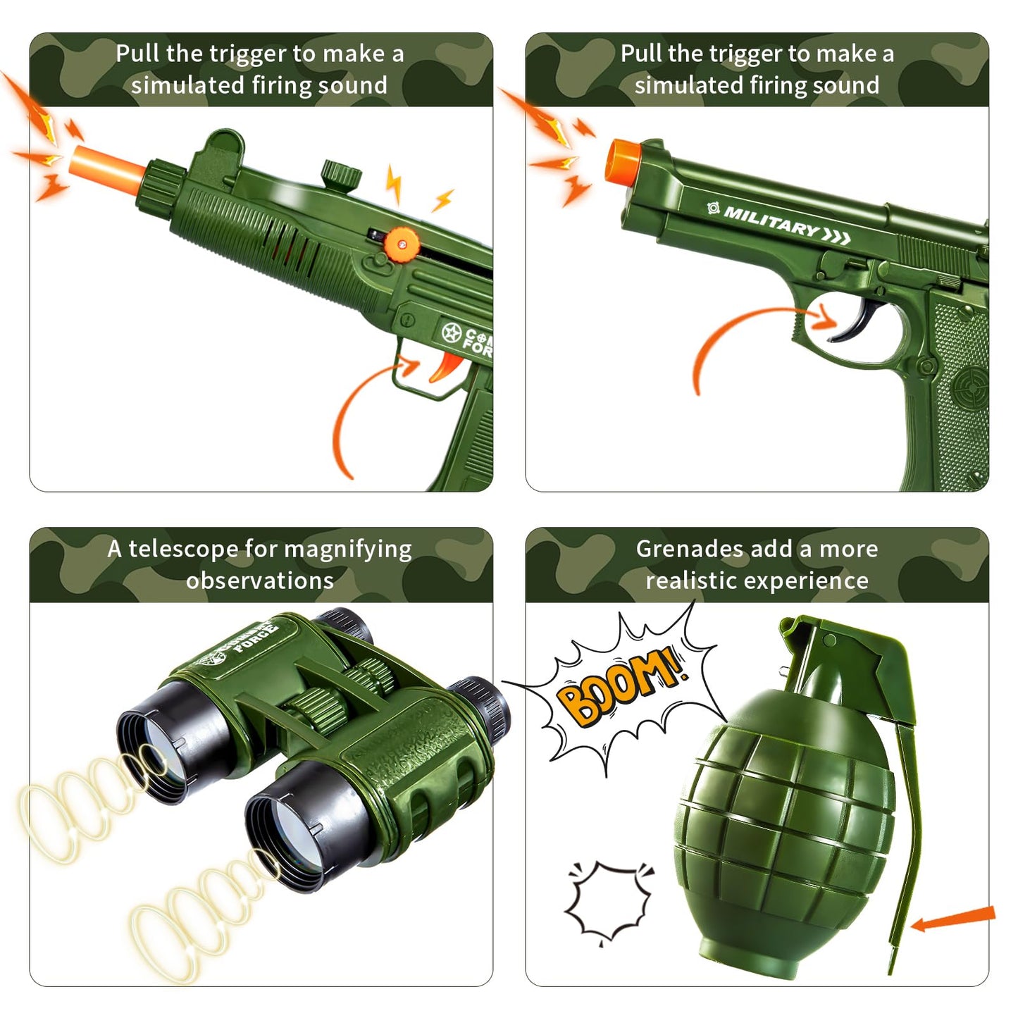 Kids Costume Military Toy for 2 3 4 5 6 7 8 Years Old - Ranker Dress up Costumes Boys with Equipment, Military Accessories and U