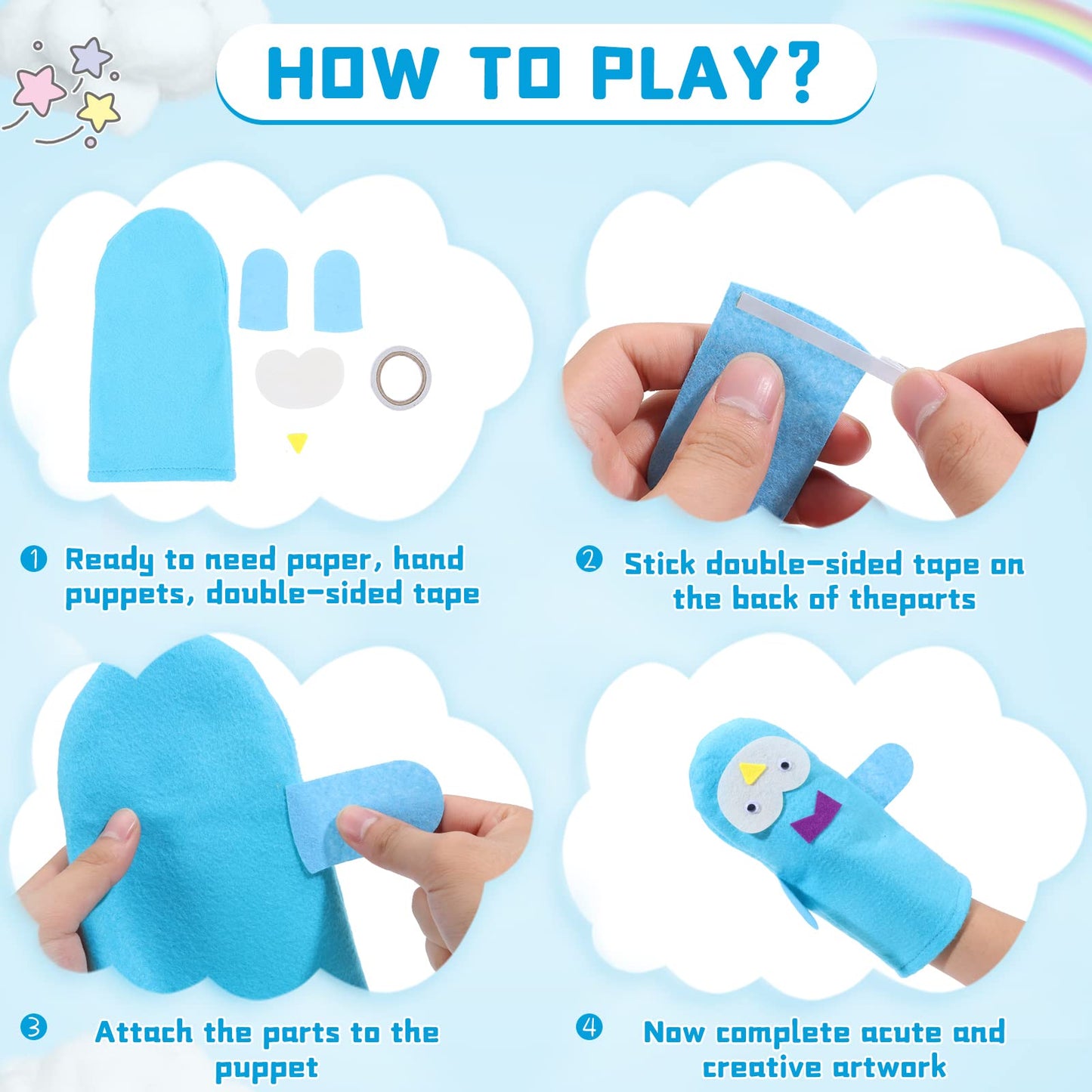 12 Pieces Diy Hand Puppets Making Kit Felt Sock Creative Art Craft Making Your Own Puppets Colorful Pompoms Wiggle Googly Eyes S