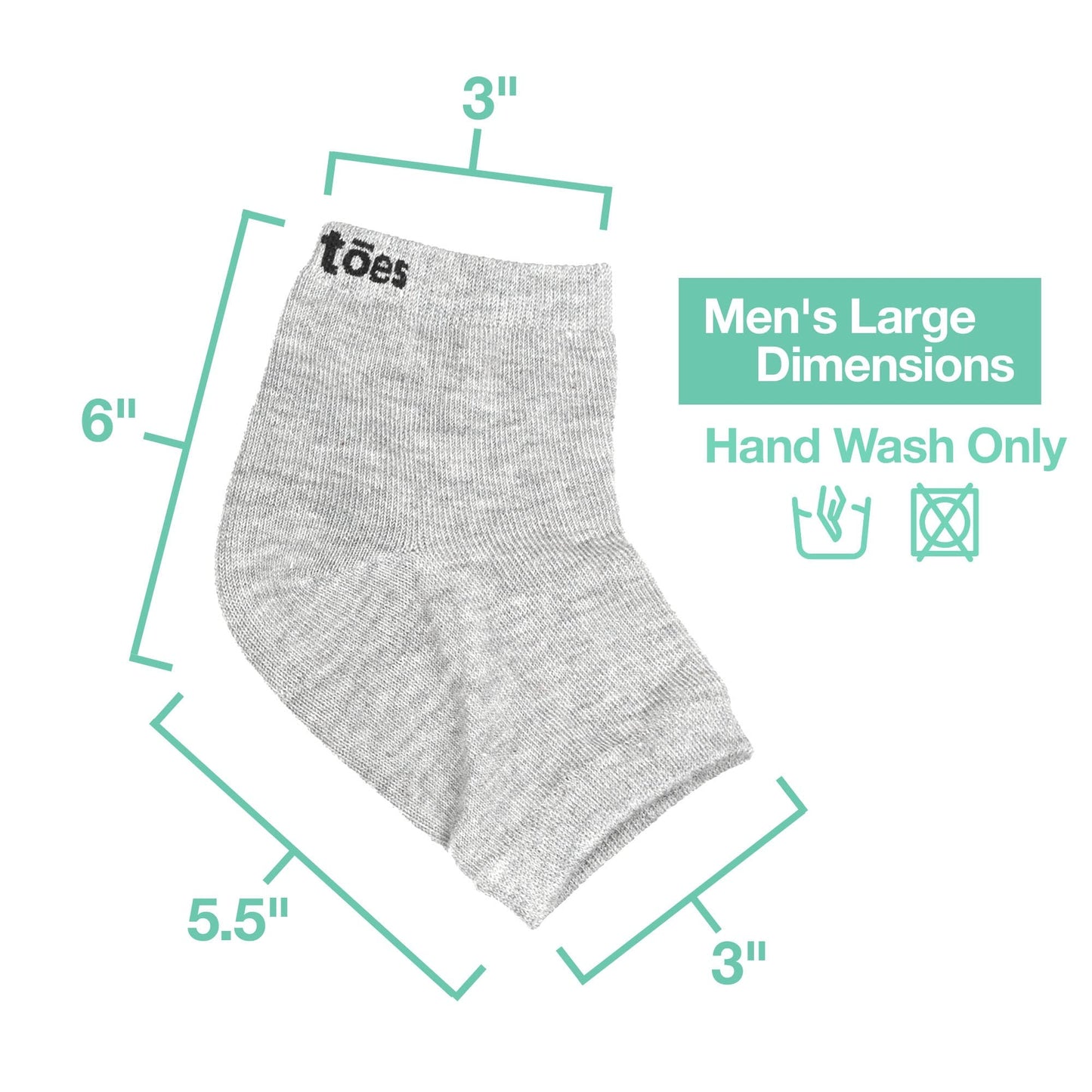 Zentoes Moisturizing Heel Socks 2 Pairs Gel Lined Toeless Spa Socks To Heal And Treat Dry, Cracked Heels While You Sleep (Mens L