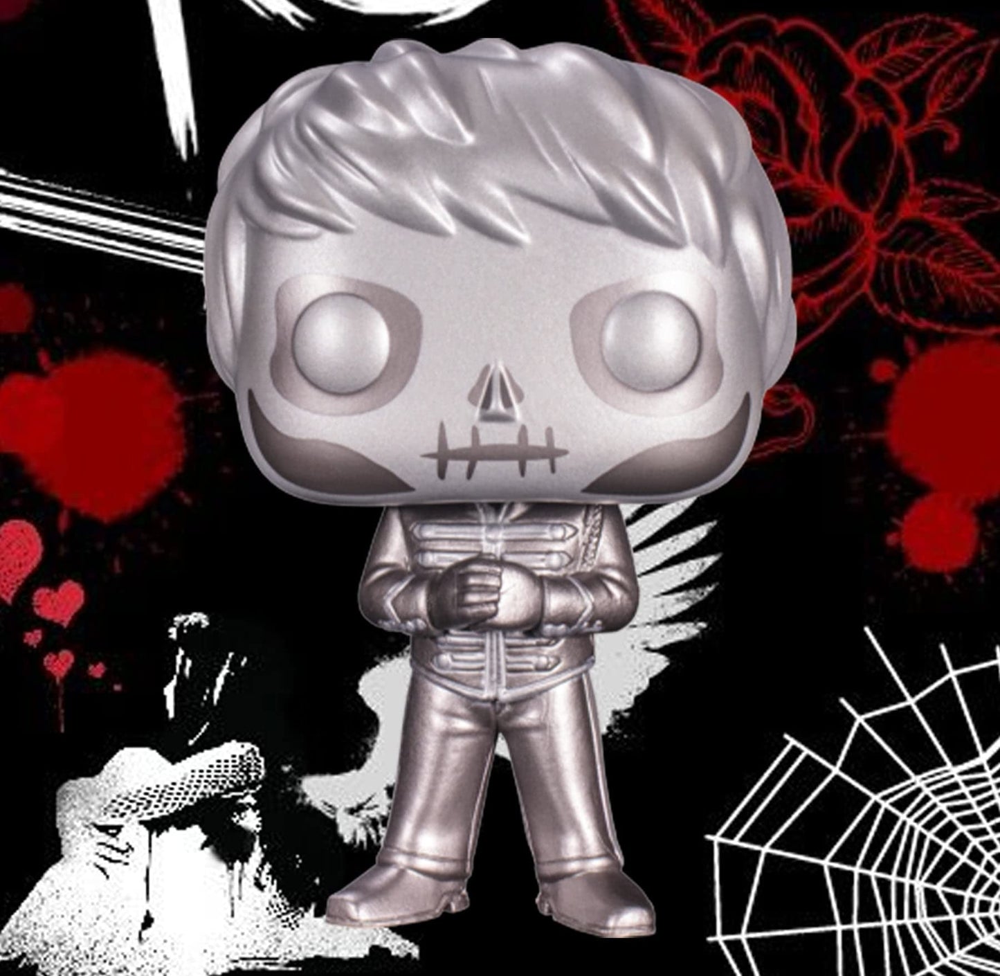Funko - Skeleton Gerard Way Pop! Vinyl Figure, Metallic, Black And Gray, Modern, Indoor Decoration, Collectible, 4.72 X 2.5 X 6.3 Inches
