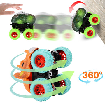 Beestech Dinosaur Toys for 2 3 4 5 Year Old Boys, Push & Pull Friction Powered Dinosaur Monster Truck Vehicles for Toddlers Pres