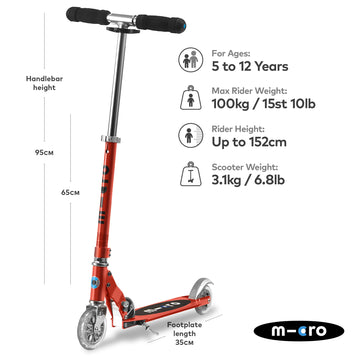 Micro Kickboard - Sprite - Two Wheeled, Fold-To-Carry Swiss-Designed Micro Scooter For Kids & Teens With Compact & Lightweight D