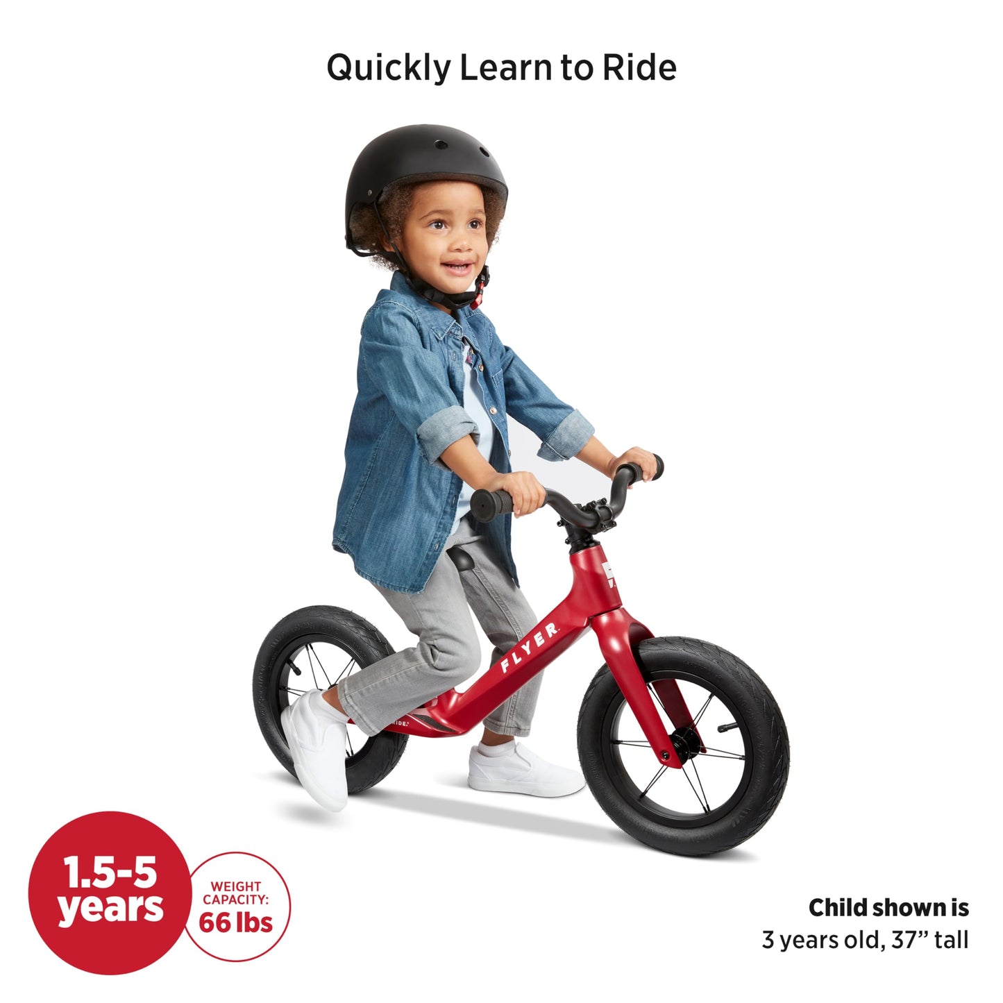 Radio Flyer Flyer Ultra Lite Balance Bike, Balance Bike, Red Toddler Balance Bike For Ages 1.5-5
