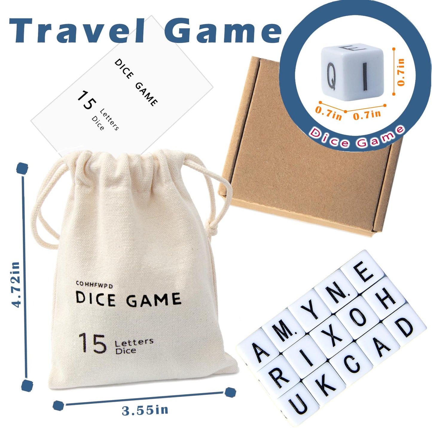 COHHFWPD Crossword Dice Game, Word Spelling Dice Games for Gatherings Family Game Night Festive Parties & On-The-Go Fun, Fifteen