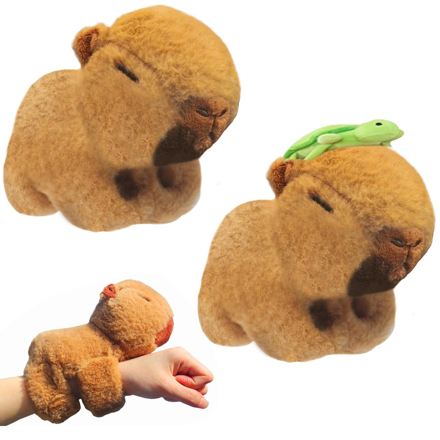 Wueuru 2 Pcs Animal Slap Bracelets Capybara Plush Toy, Valentines Day Gift Capybara Huggers Slap Bracelets 9'' Capybara Plush To