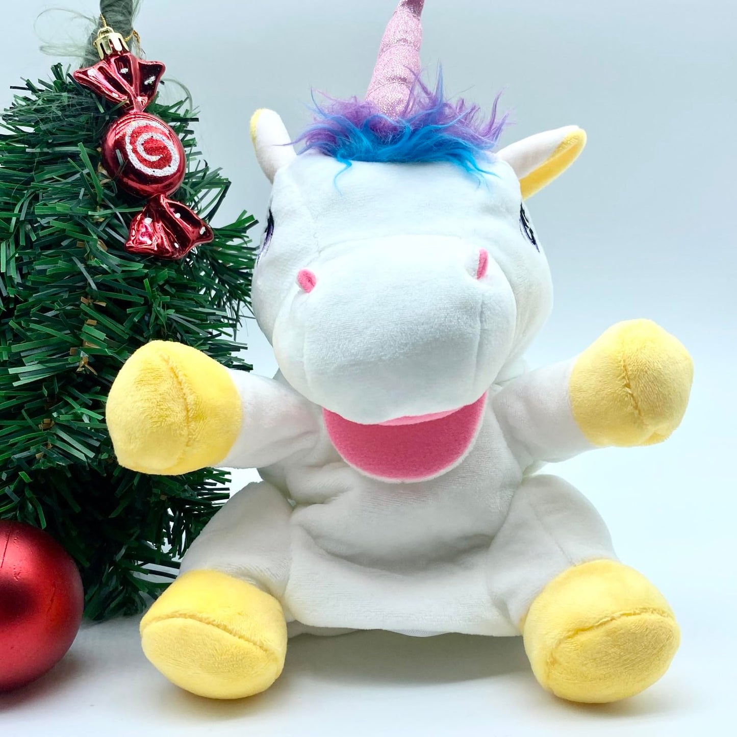 Luozzy Unicorn Hand Puppet Plush Animal Hand Puppets Toys Parent-Child Interactive Toys (White)