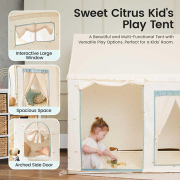 Tiny Land Kids Tent With Mat, Kids Play Tent For Toddlers, Blue Tent For Kids Indoor, Playhouse For Kids, Indoor Bed Toddler Ten