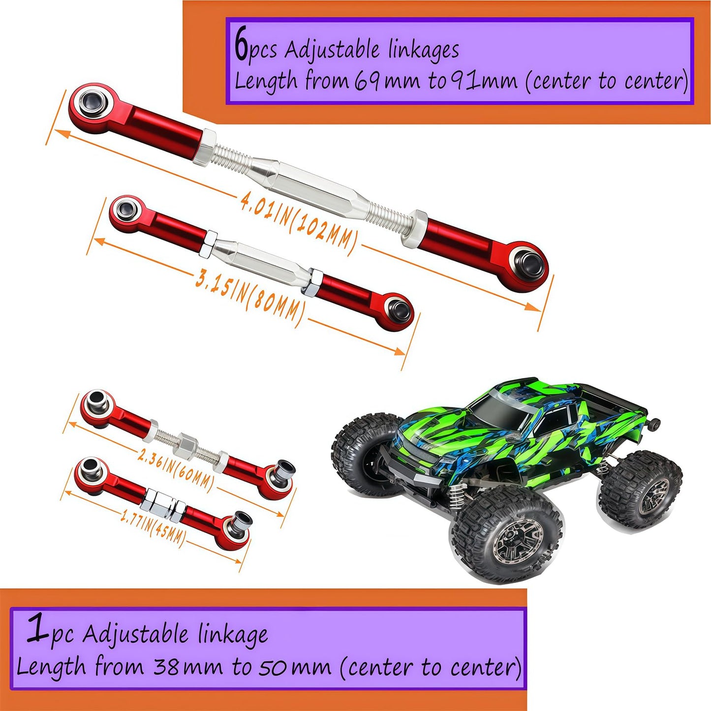 Upgrade Metal Turnbuckles/Camber Link For 1/10 Traxxas Slash 4X4/2Wd, Rustler 4X4/2Wd, Hoss 4X4, Stampede 4X4/2Wd Vxl, Nitro Sla