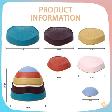 Loomlark 6Pcs Balance Stepping Stones For Kids Non-Slip River Stones Obstacle Course Play Indoor And Outdoor Coordination Game S