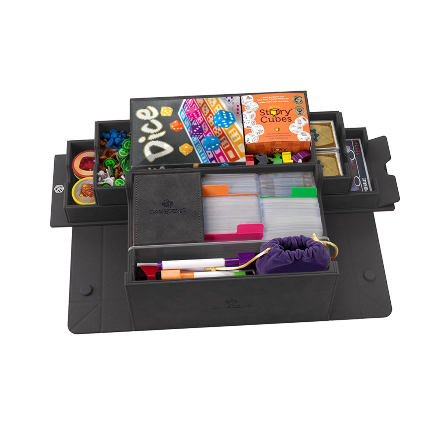 Gamegenic Game's Lair 600+ Convertible Deck Box - Double-Sleeved Card Storage Holds up to 600 Cards enhanced Card Game Protector Nexofyber Surface Black Color Made