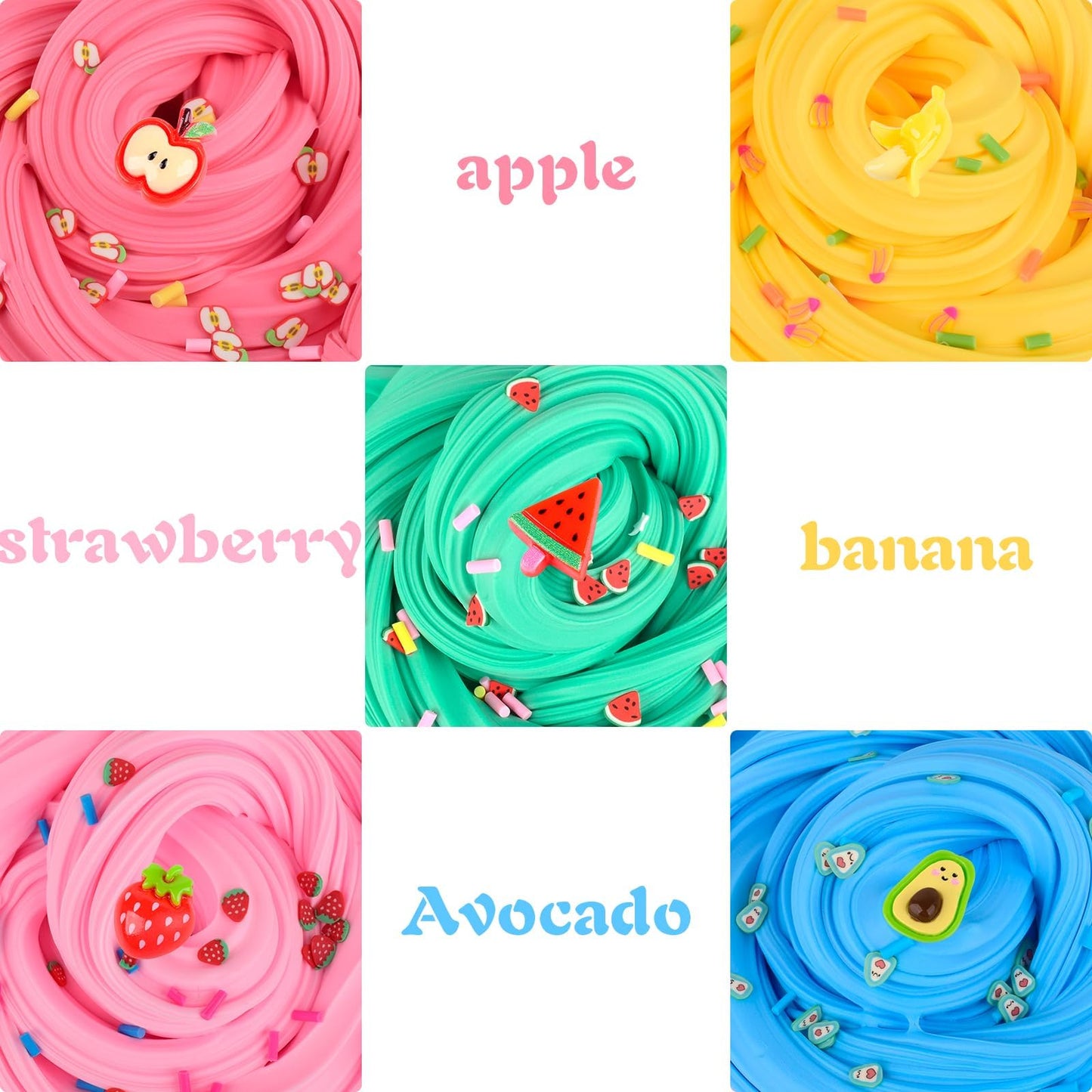 Premium Scented Butter Slime,10 Pack Slime,With Peach Charm,Watermelons,Apples And More Charms,10 Fun Slime Add Ins,Pre-Made Sli