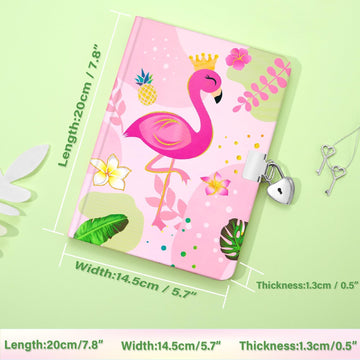 Wernnsai Kids Diary For Girls Flamingo Journal - Kids Gold Foil Journal Girls Diary, School Private Diary A5 Lined Memos Writing Drawing Notepad With Lock And Keys, Notebook Birthday Christmas Gift
