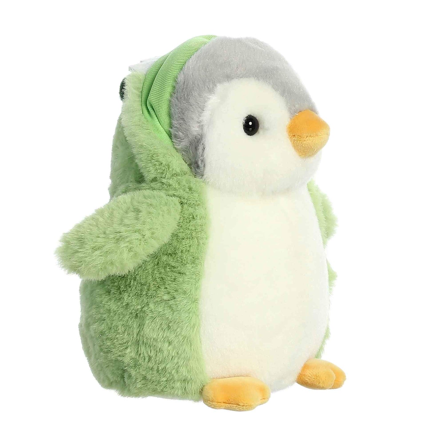 Aurora® Playful Pompom Penguin™ Dino Stuffed Animal - Vibrant Companions - Endless Fun - Green 7 Inches