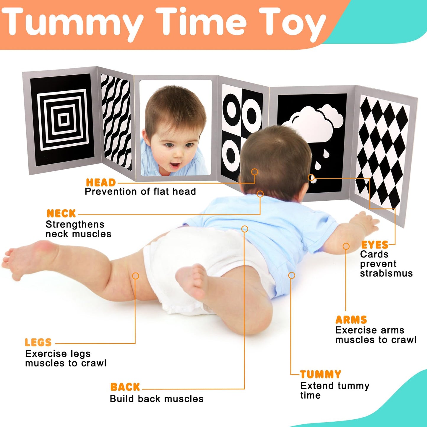 Black And White High Contrast Baby Books Flash Cards Tummy Time Mirror Toys Newborn Toys 0-3 Infant Stimulating Sensory Toy 0-6 3-6 2 4 5 Months Old Baby Boy Girl Shower Gifts Easter Basket Stuffers