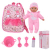 Haveahug 13'' Soft Baby Doll With Take Along Pink Doll Backpack Carrier, 6 Piece Play Set With Bottle & Accessories(Pink)