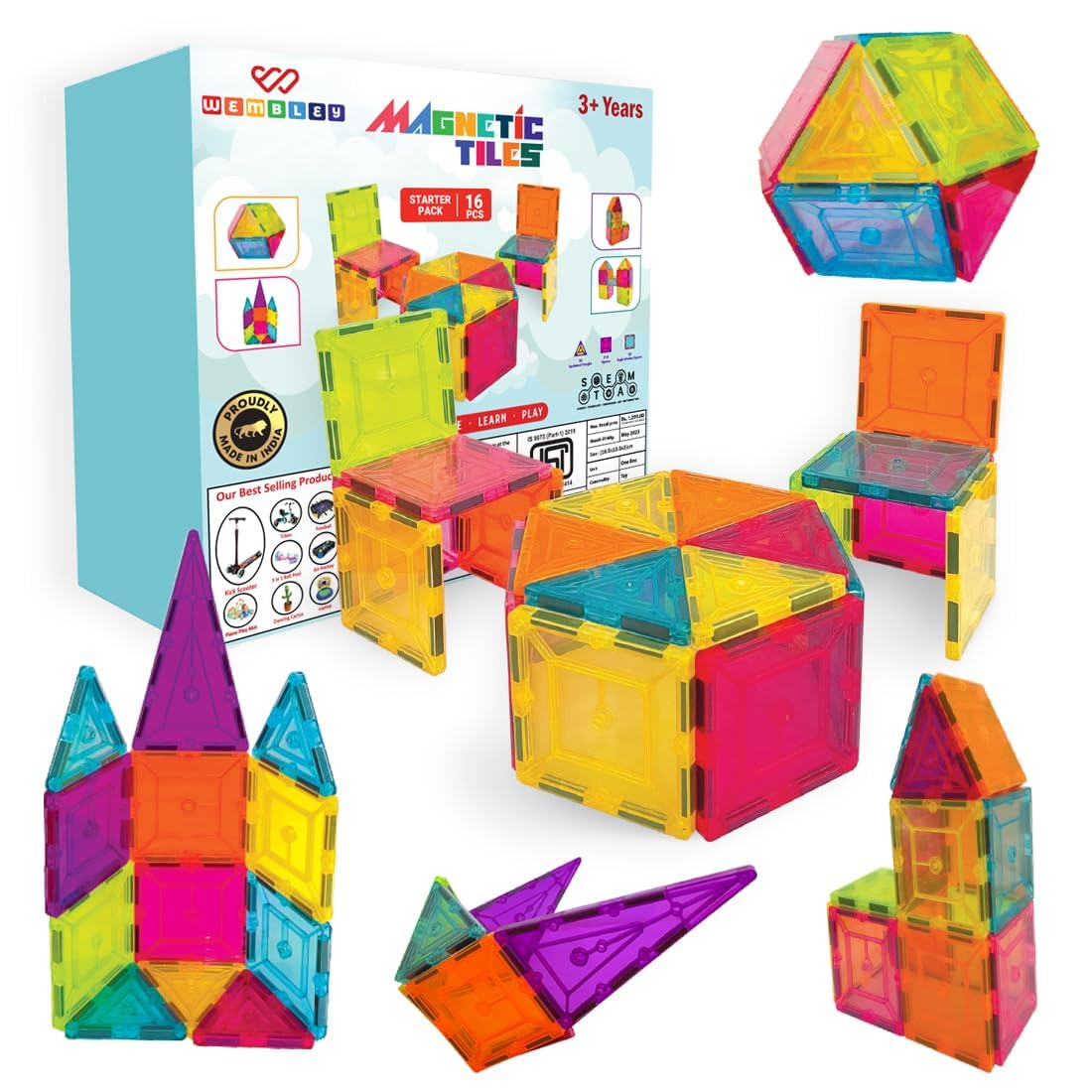 Magnetic Tiles Building Blocks STEM Learning Kit 16 Pcs