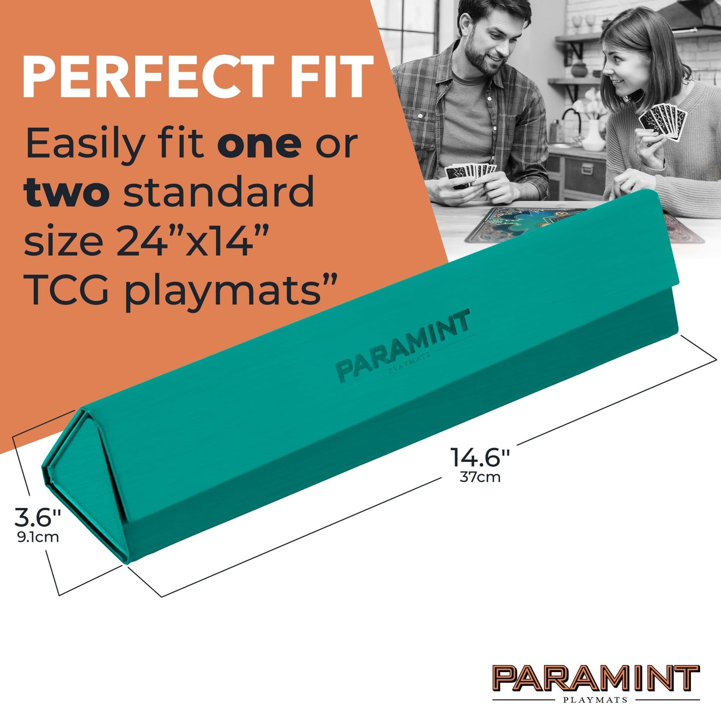 Paramint Matshield Green, Durable Playmat Case - Compatible With Magic The Gathering, Mtg Play Mat Tube - Mtg Accessories - Premium Leatherette With Fabric Interior, Magnet Snap Closure