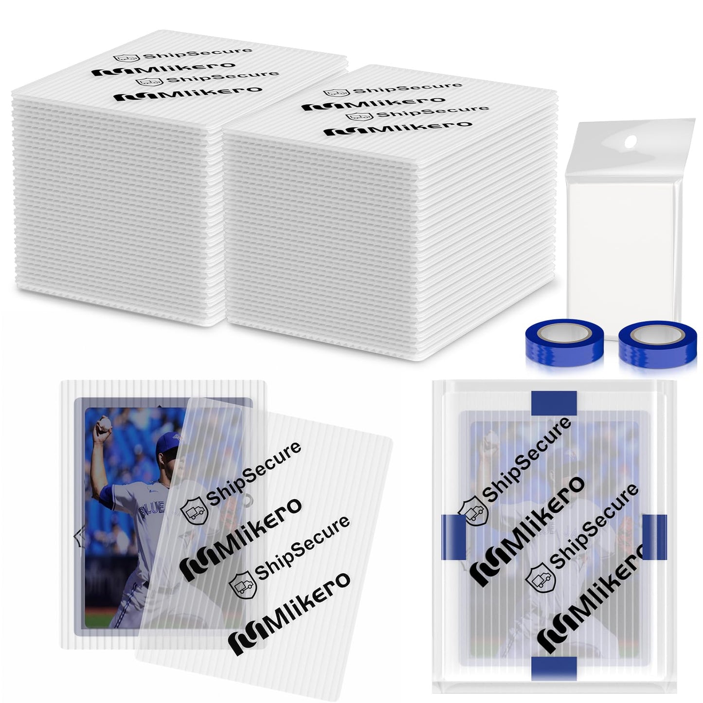 120 Pack Trading Card Shipping Protectors, 3.5'' X 4.5'' Plastic Card Protector With Tape Rolls For Mailing Sports Cards