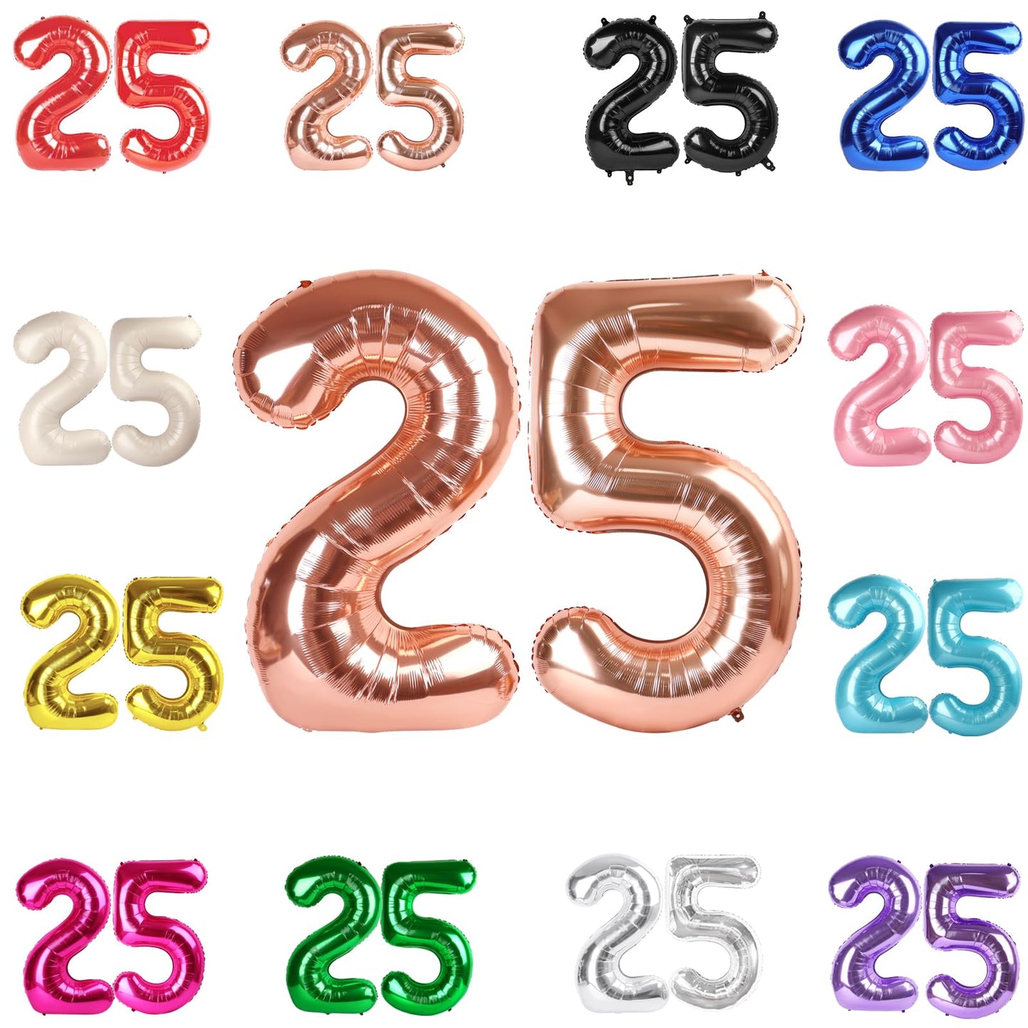 25 Balloon Number, Rose Gold Number 25Th Birthday Balloons 40 Inch, 25 Or 52 Years Old Rose Gold Birthday Decorations For Men Wo