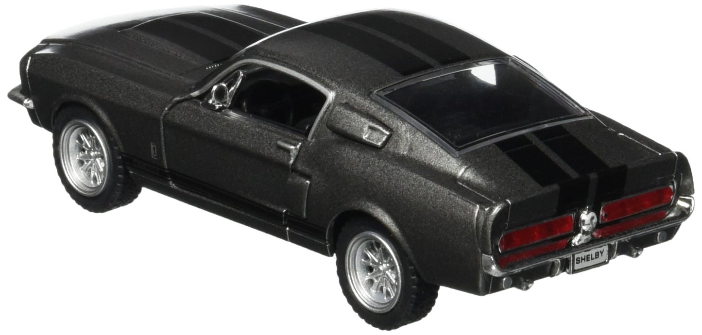 KiNSMART 1967 Ford Shelby Mustang GT500 Die Cast Model Toy Car, Gray, 1:38 Scale, Pullback Action, 5 Inch