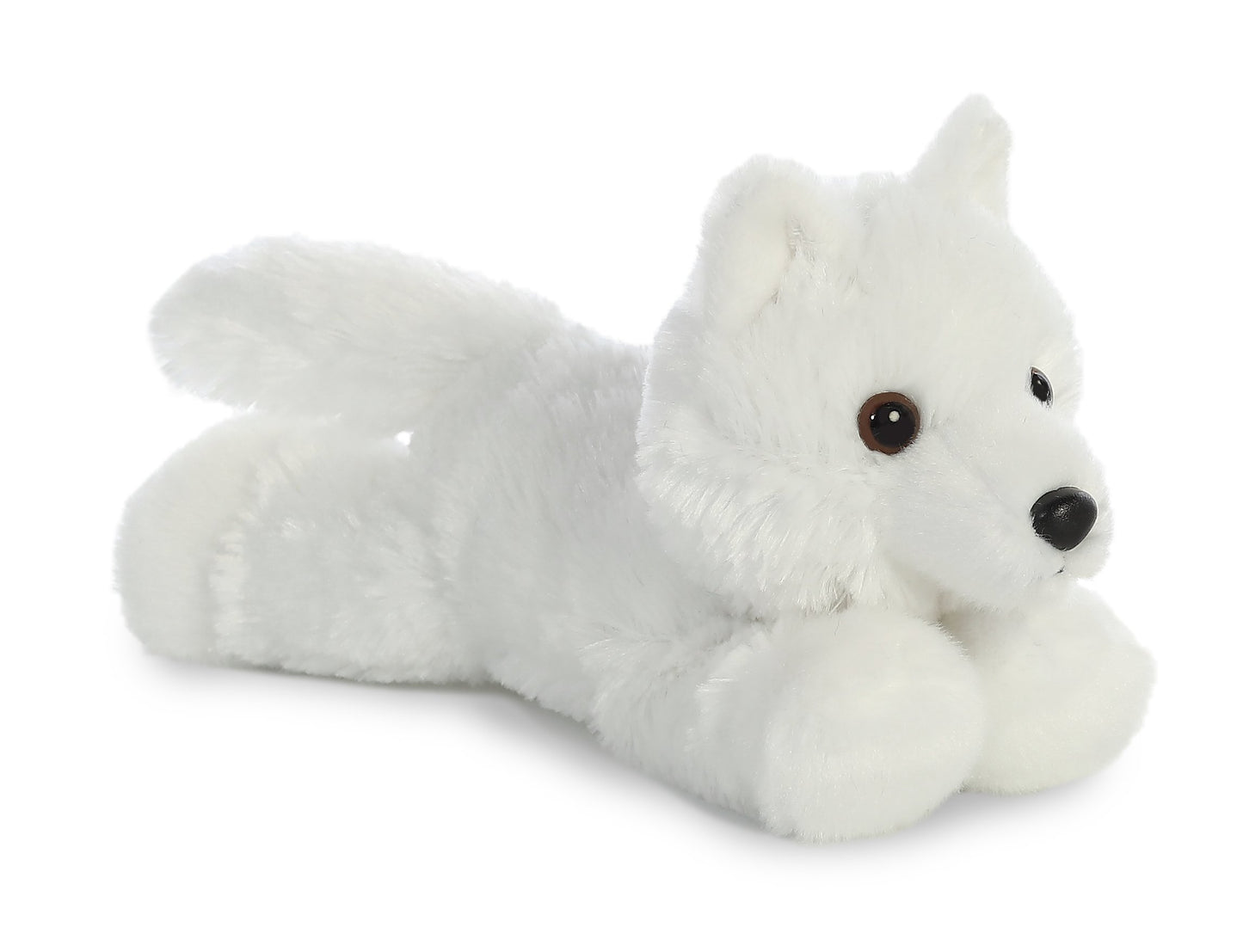 Aurora Adorable Mini Flopsie White Wolf Stuffed Animal - Playful Ease - Timeless Companions - White 8 Inches