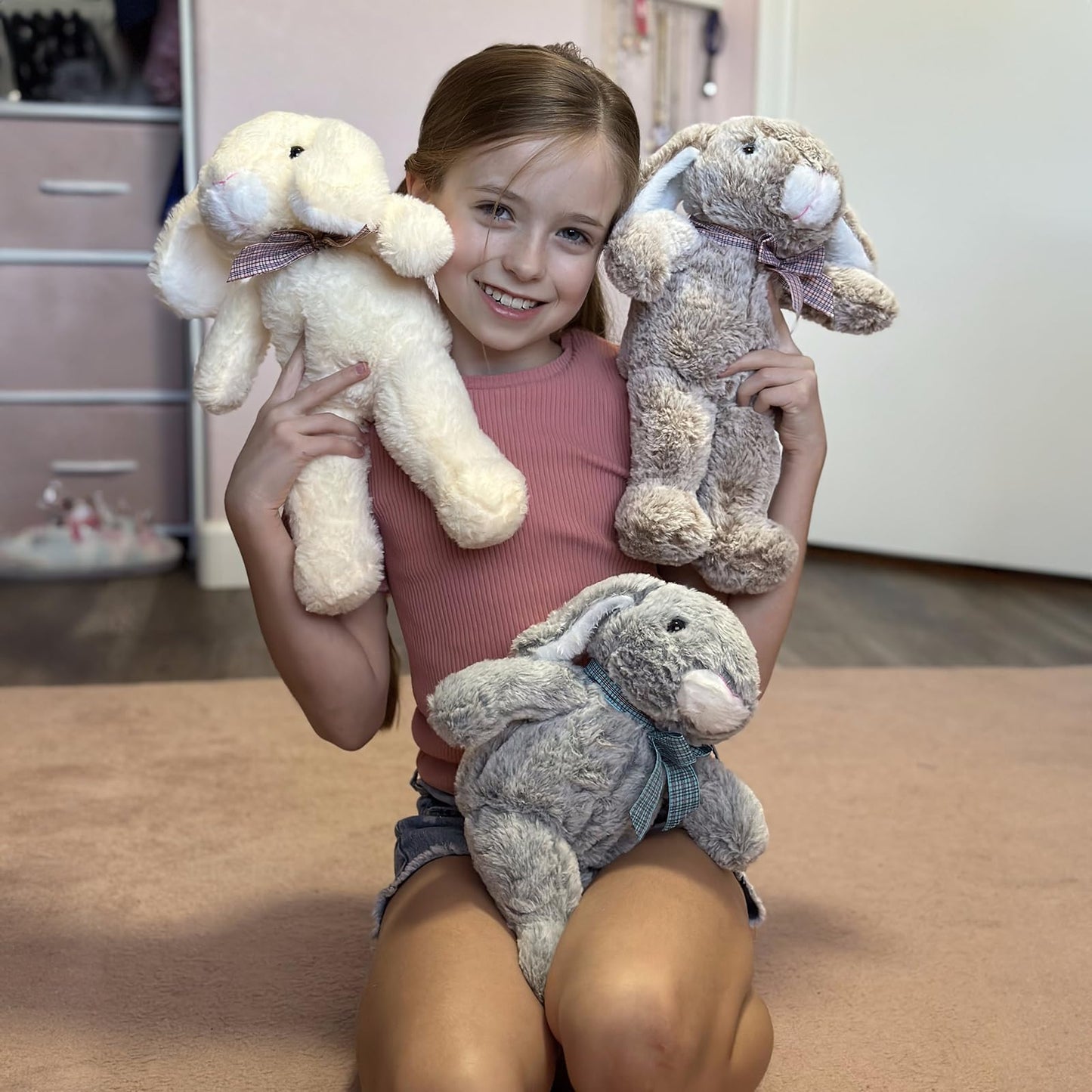 Maogolan 3Pcs Bulk Bunny Stuffed Animals, Soft And Cuddly Easter Bunny Rabbit Plush, 14' Stuffed Bunny Gift For Bunny Lover,Kids, Boys,Girls,Party Decorations