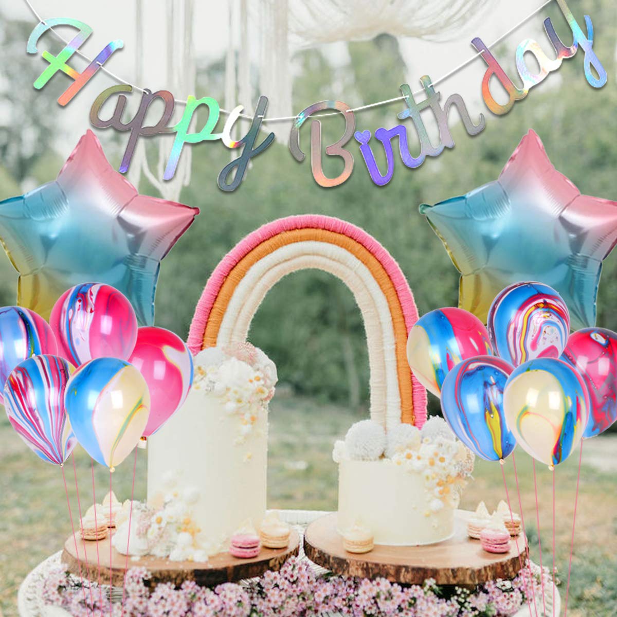Rainbow 10Th Birthday Decorations For Girls Double Digits Birthday Party Decorations Banner Number 10 Balloon Star Balloons
