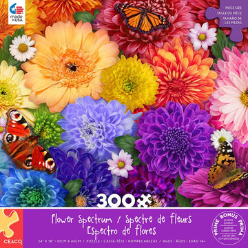 Ceaco Flower Spectrum 300 Piece Puzzle - Multicolor Cardboard, 18x24 inches, Model 2215-60