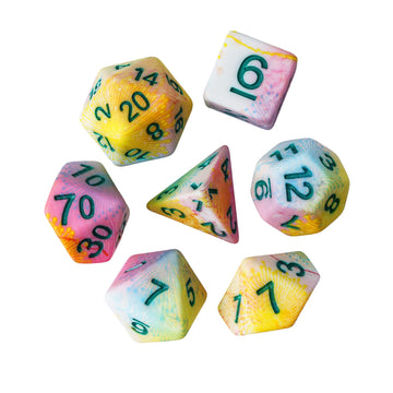 HDdais DND Dice Set, 7PCS Dandelion Flower Pattern Polyhedral Dice Set for Dungeons and Dragons, D&D Dice with Green Number for