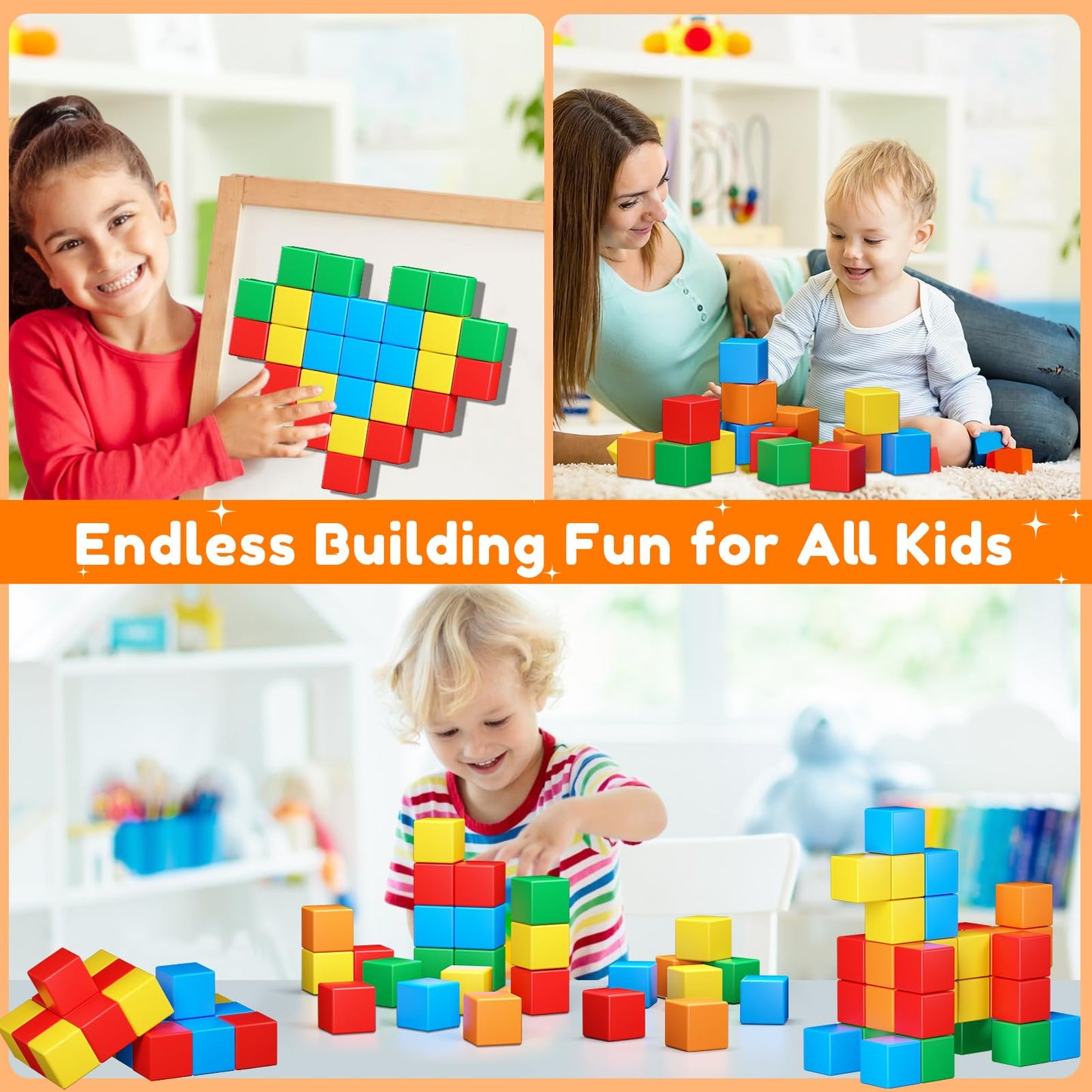 Magnetic Blocks For Toddlers Toys,1.42 Inch Building Blocks Toys For 3 4 5 6 7 8+Years Old Boys Girls, Magnetic Cubes For Kids S
