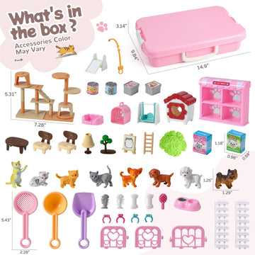 KNASON Cat and Dog Sensory Bin,Play Sand Kit for Girls and Boys with 2.2lbs Sensory Sand and Sand Box,Pet Sandbox Toys Role Pret