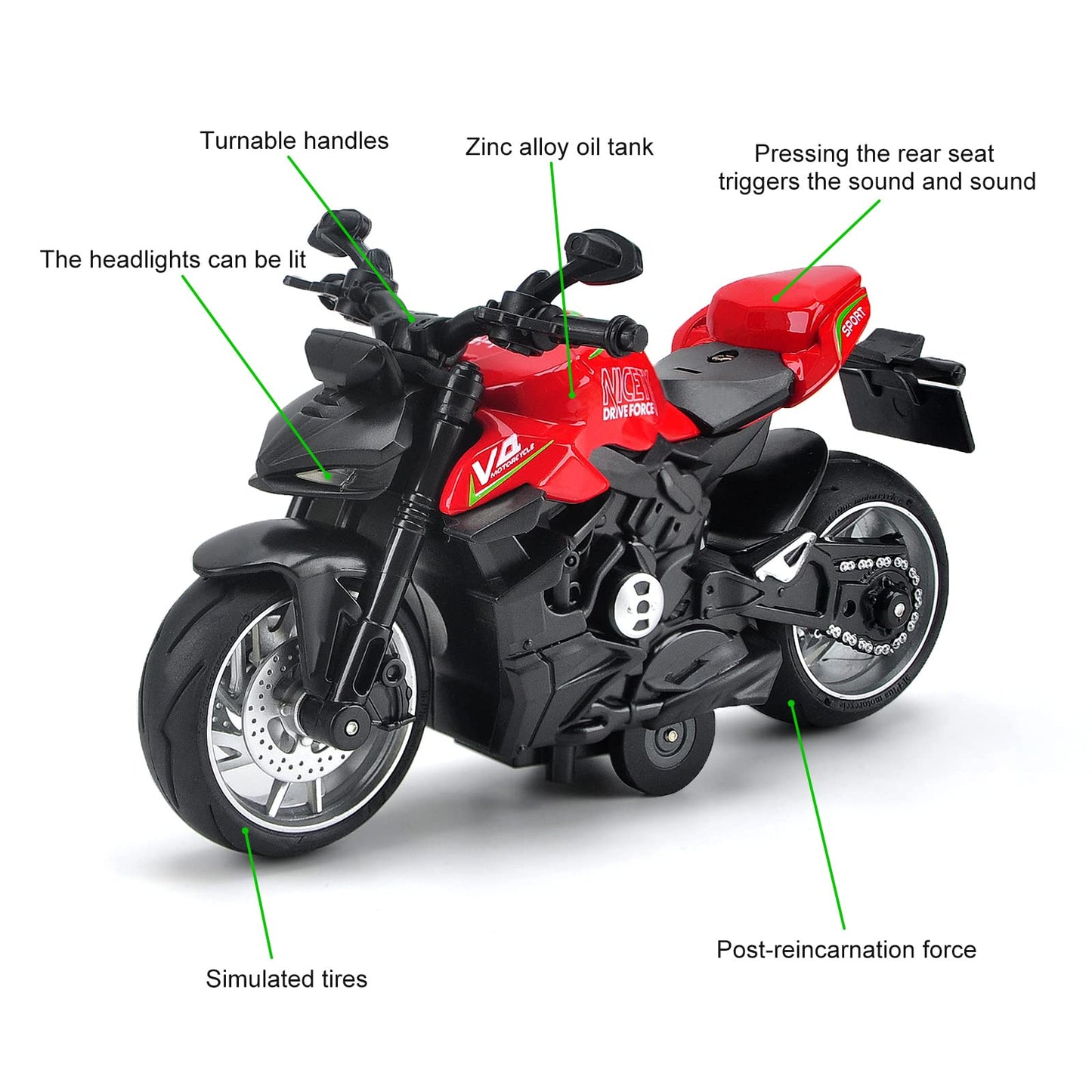 Ming You Motorcycle Toy - Motorcycle Toys For Kids 3-5 5-8,Mini Toy Motorcycles With Lights And Sounds For 3 + Years Old Boys An
