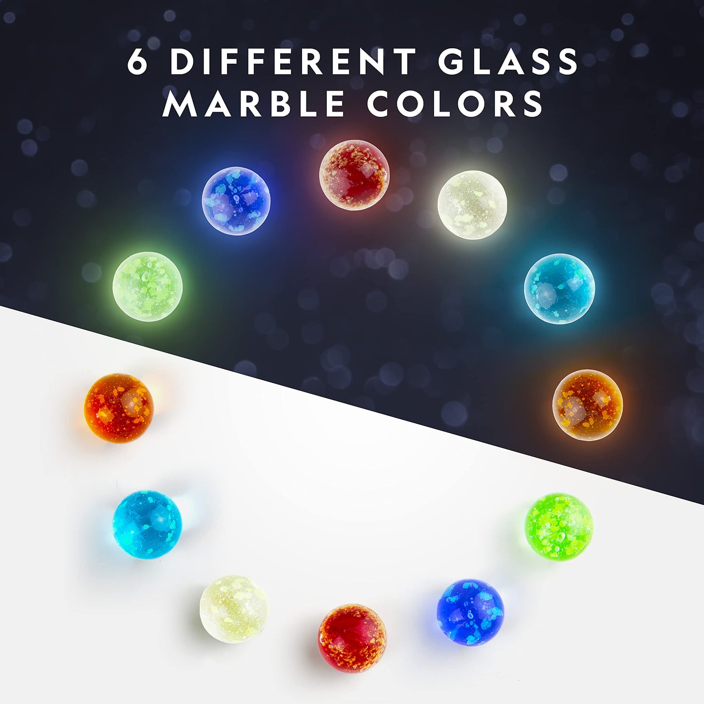 National Geographic Glow In The Dark Marbles Refill - 25 Glass Marbles That Glow In The Dark, Includes Storage Pouch & Uv Light, Marble Runs For Kids, Building Toys, Science Toys