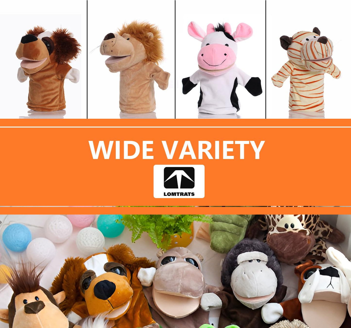 Lomtrats Animal Hand Puppets For Kids With Movable Open Mouths, Perfect For Storytelling,Teaching,Preschool,Birthday Gifts