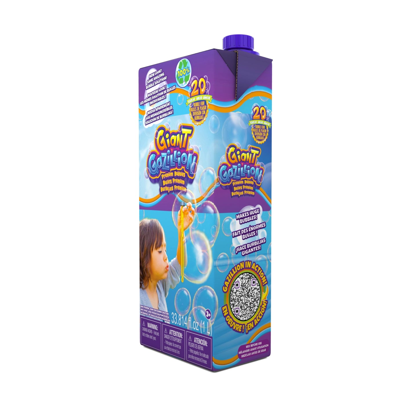 Gazillion Bubbles Giant Bubbles 1L Box: Giant Vibrant And Safe Bubbles With Eco-Friendly Packaging