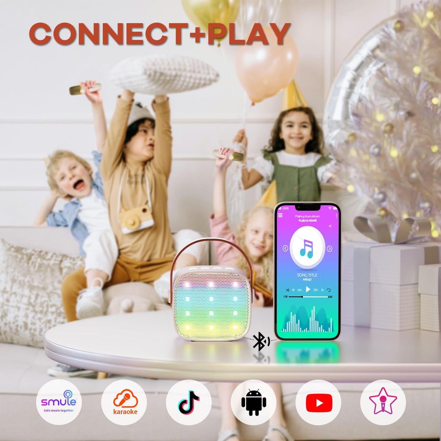 Yll Mini Karaoke Machine With 2 Wireless Microphones For Kids Adults, Portable Bluetooth Speaker Easter Gift For 3, 4, 5, 6, 7, 8, 10, 11, 12, 13, 14+ Years Old Teens Birthday For Boys Home(Black)