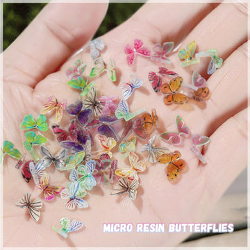 100 PCS Micro Resin Butterflies,Crafts Miniature Tiny Butterflies Two Styles Mixed Mini Micro Landscaping Decoration US213
