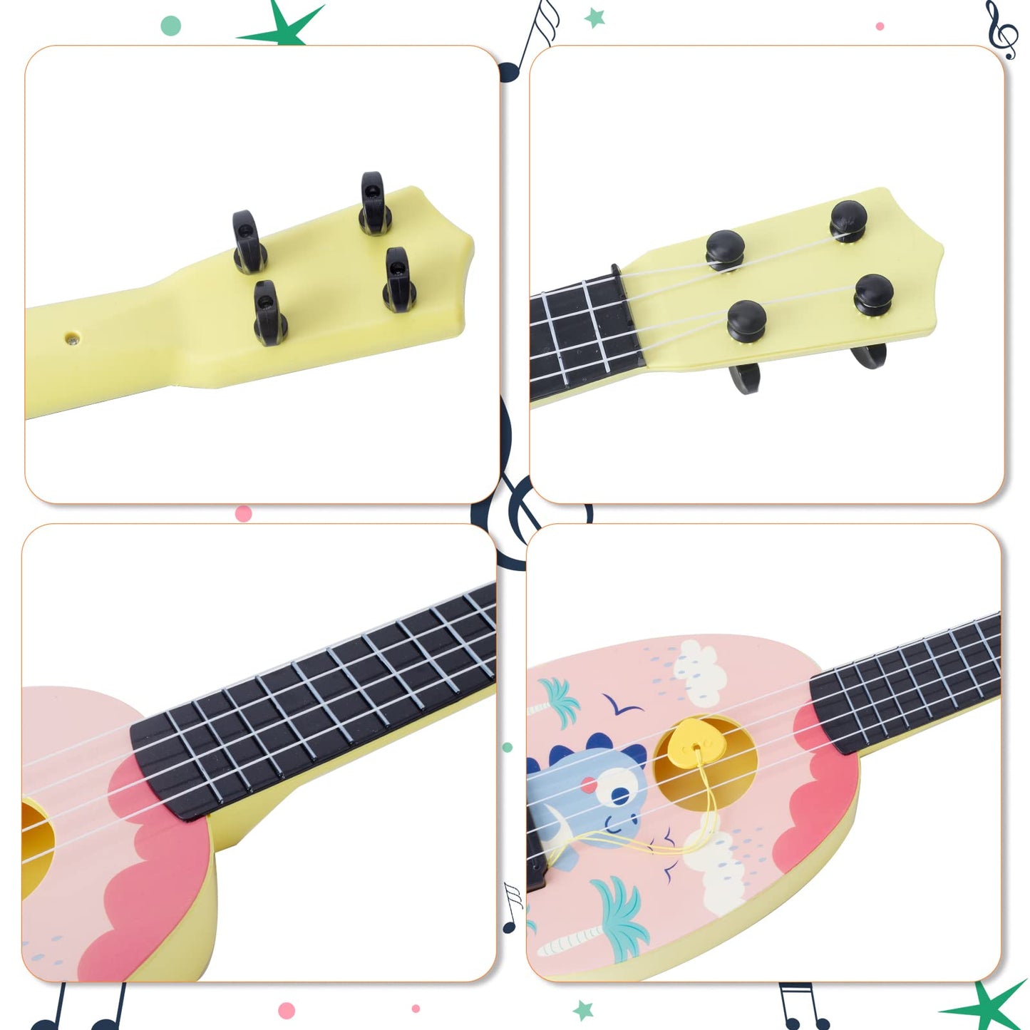 Yoloplus+ 17 Inch Toddler Ukulele Guitar Toy 4 Strings Mini Guitar For Kids - Children Musical Instruments Educational Learning Toy (17 Inch Pink Color)