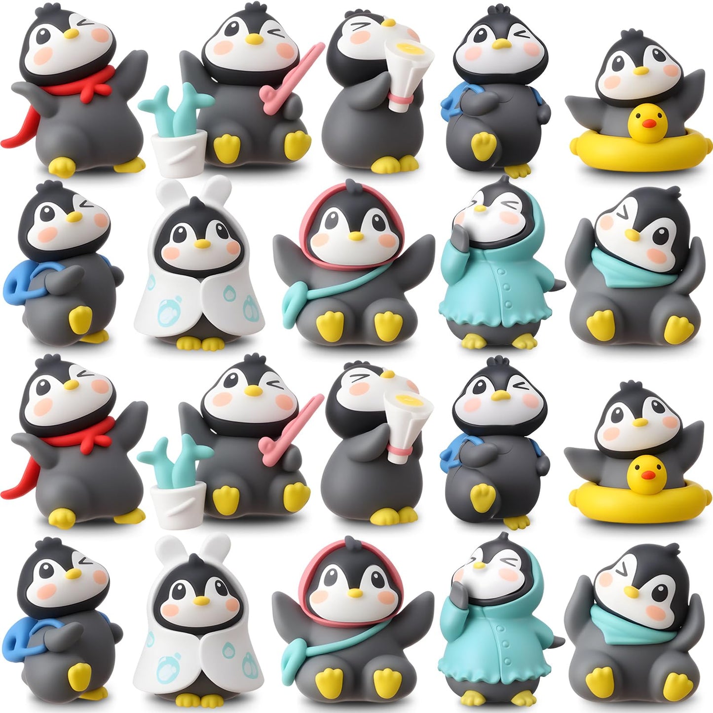 Macarrie 20 Pcs Penguin Figurines Cute Penguin Figures Characters Toys Cake Toppers Decorations Winter Small Figurines for Boy G