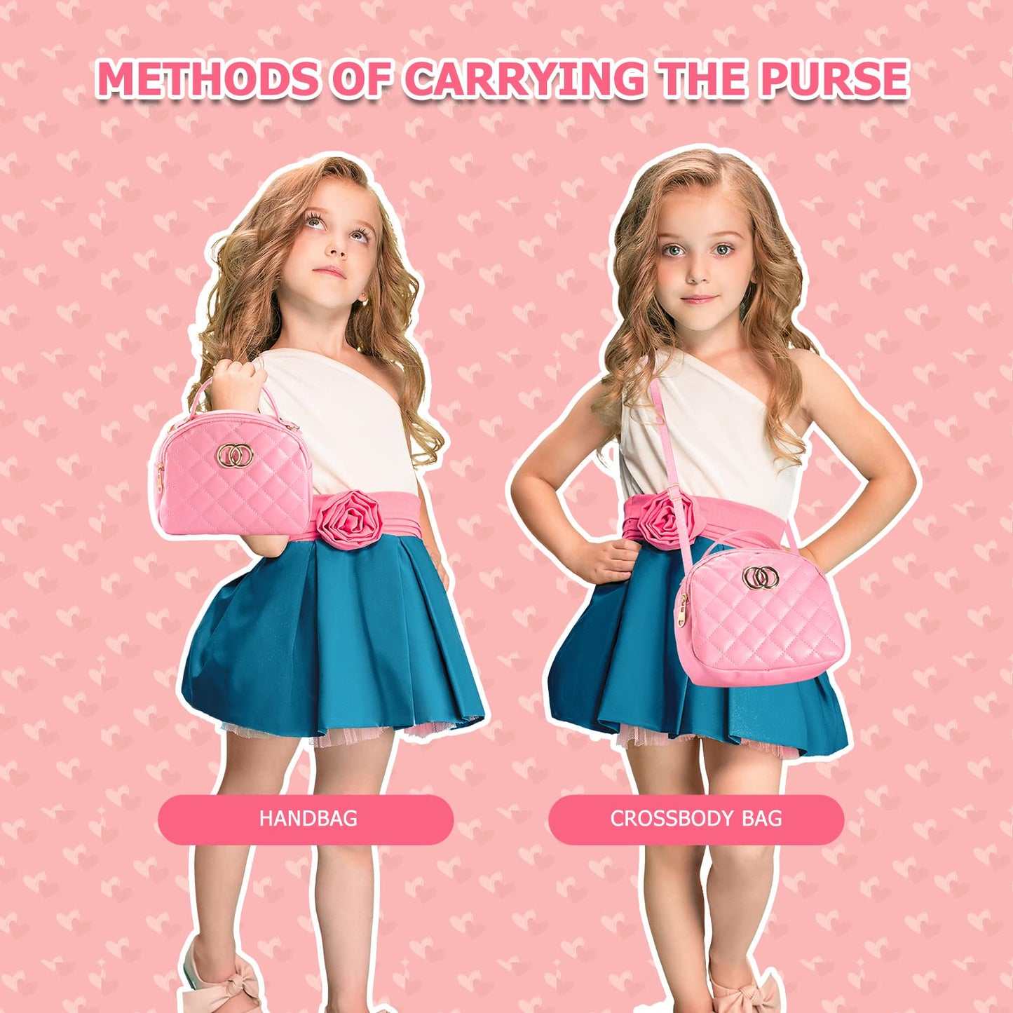 WESAYEE Pink Toddler Purse for Girls, Accessories Included, Pretend Play Handbag for Ages 3-6, Perfect Valentines Gift