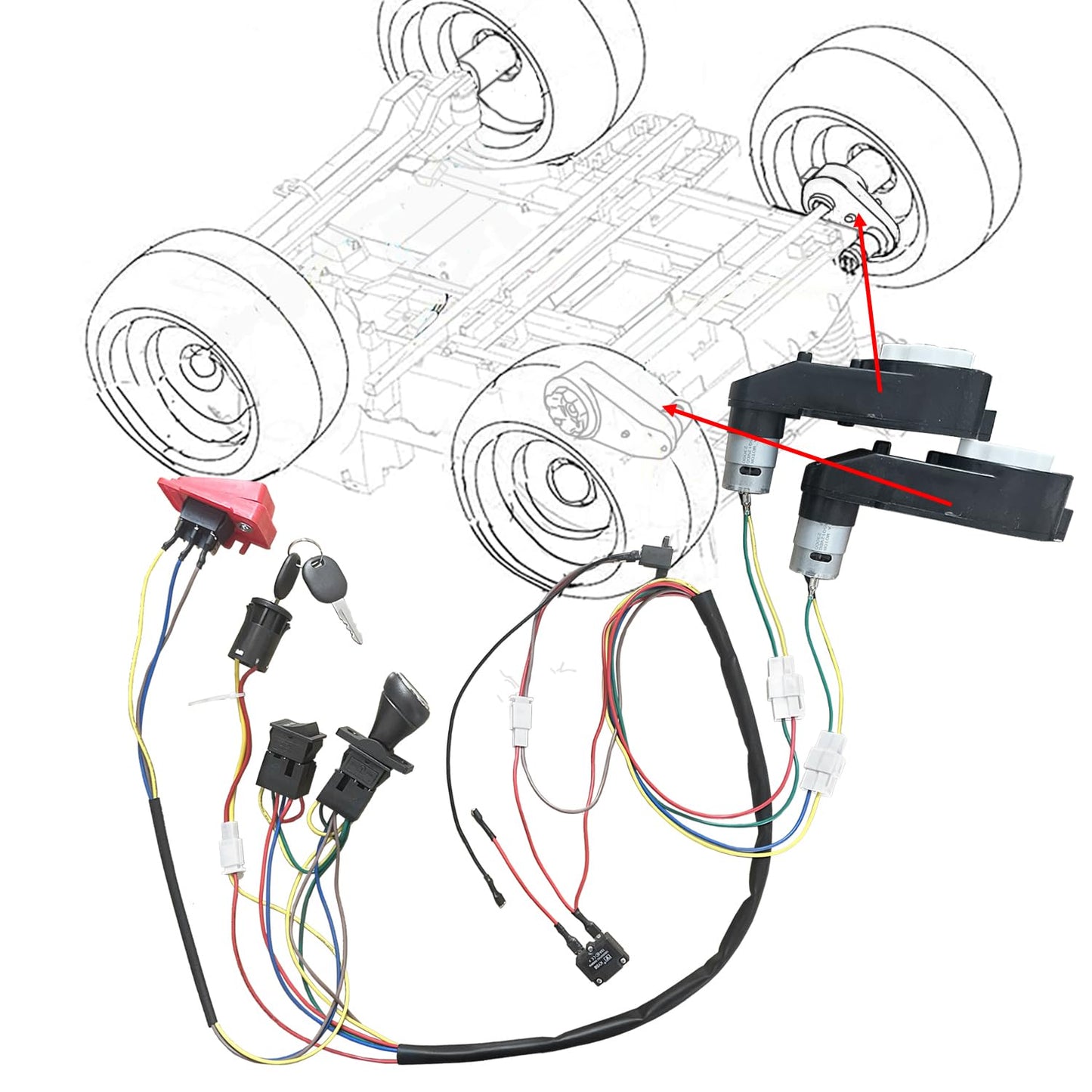 Jrrxm 6V 12V 18V 24V Diy Wires Harness Conversion Kit For Kid 'S Ride On Toys Electric Car,Set Of Wire Harness Switch Motor Gear