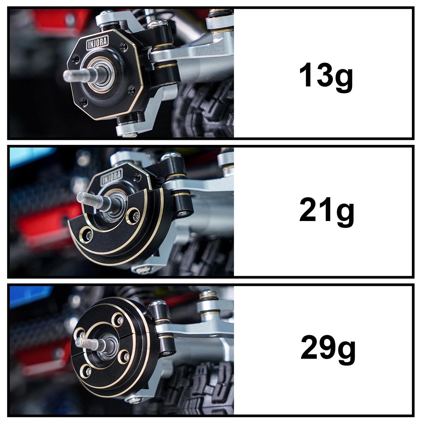 INJORA Brass Steering Knuckles with Counterweight Kit for 1/18 RC Crawler TRX4M Upgrade Parts