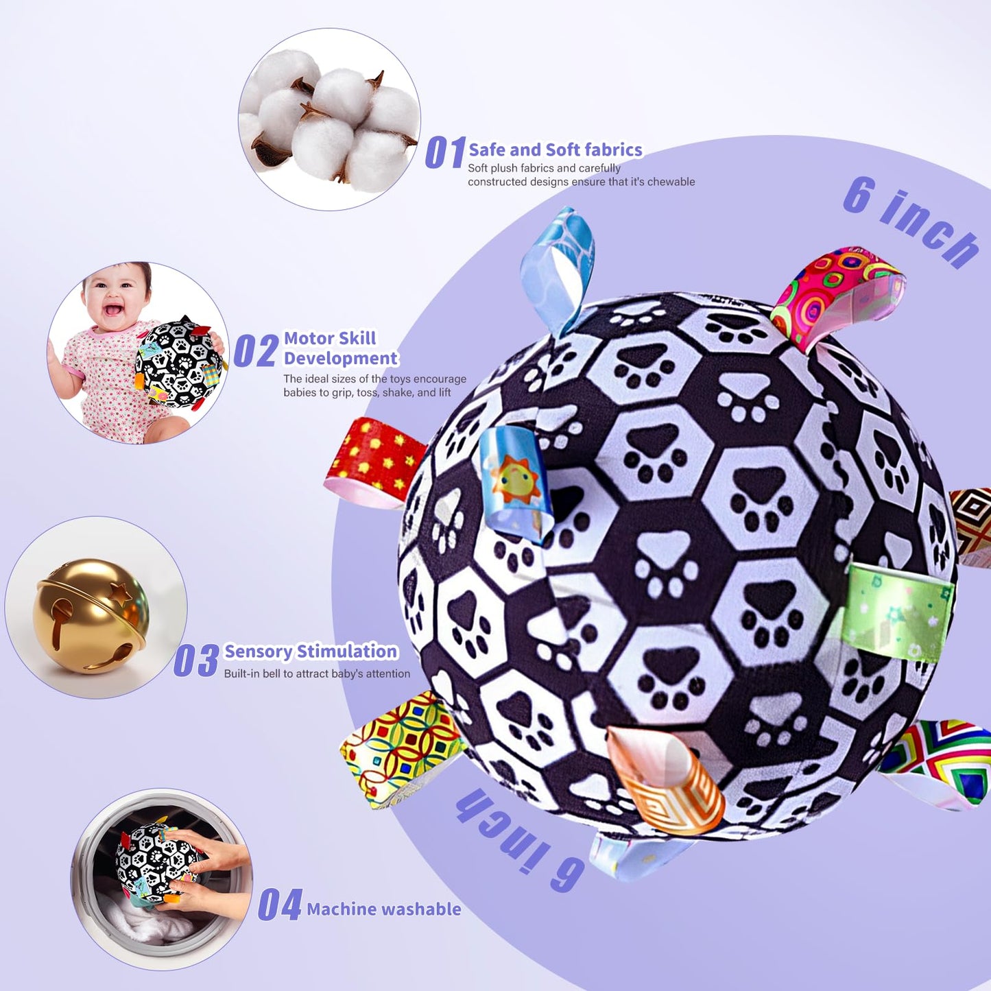 Black And White Baby Toys, High Contrast Newborn Toys 3-6 Months Brain Development, Tummy Time Toys, Infant Sensory Toys 0-6-12