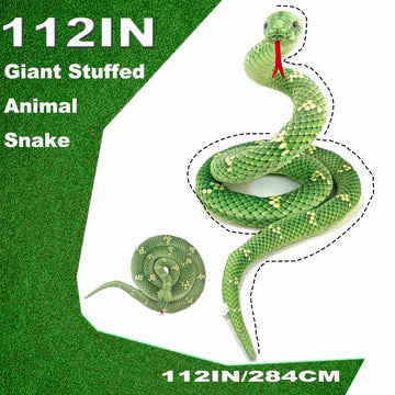 Mukouxun 112 Inch Stuffed Anaconda - Green Kids Plush Snake Toy with Prank Props