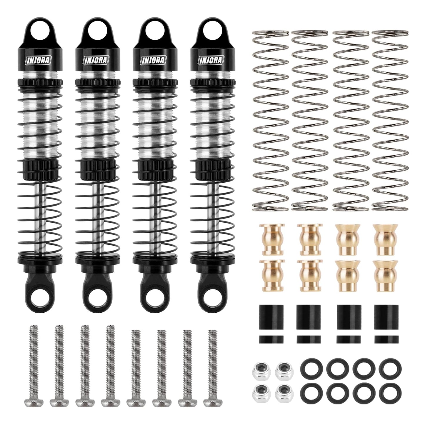 INJORA 59MM Threaded Shock Absorber Oil Damper for 1/18 RC Crawler Redcat Ascent18 Upgrade(Black Silver)