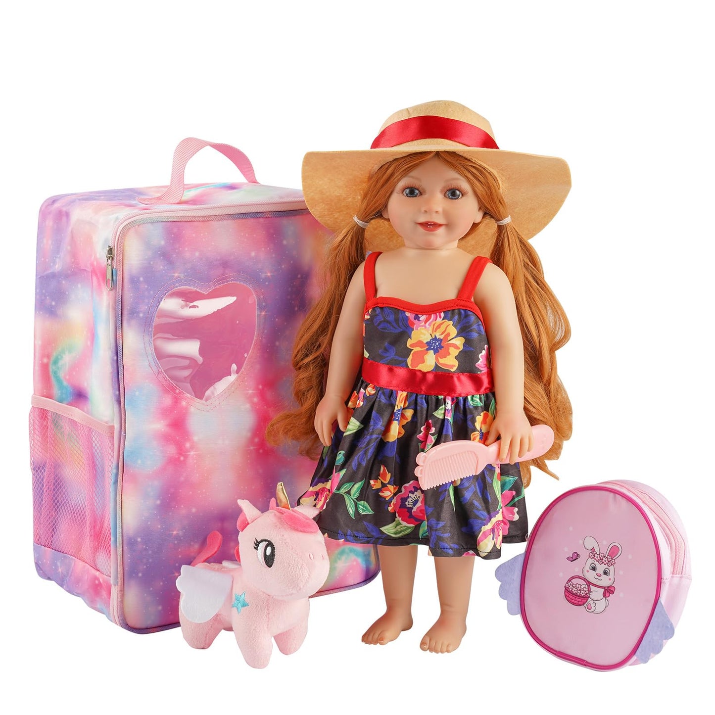 Babeside 18 Inch Doll Clothes And Accessories With Doll Bag For 18 Inch Baby Dolls Girl, 7 Pcs Dolls Clothes With Hat Comb Mirro
